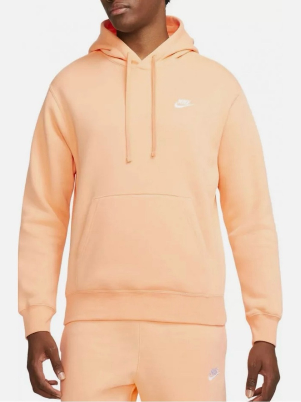 Nike Sportswear Club Fleece Pullover Hoodie Small Copper Moon Orange Drawstring